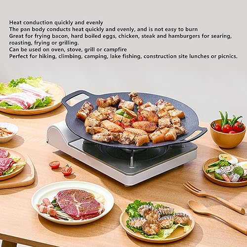 FOUF Poêle à Barbecue Coréenne, Plaque Chauffante Ronde à Revêtement Antiadhésif à 6 Couches, Plaque Chauffante Ronde pour Barbecue, Gril en Fonte émaillée, Compatible pour Induction,(30cm) - Nail Gallerys