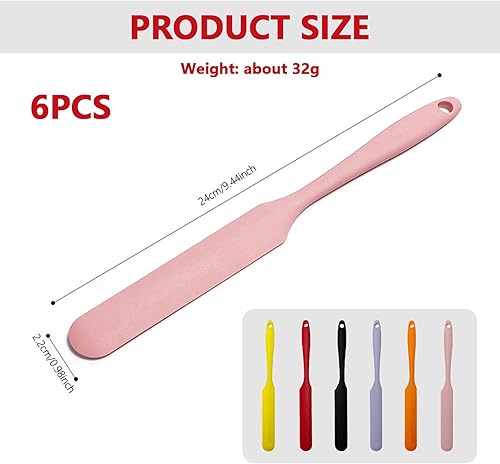 LINGJIA 6 Pièces Spatule Cuisine Silicone, Spatule Nutella, 24cm Petite Spatule en Silicone, Spatule à Bocal, Côté Étroit, Résistant à la Chaleur, pour Poêles Antiadhésives, Cuisson, Remuer, Cuisiner - Nail Gallerys
