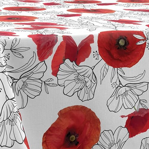 Le linge de Jules Nappe Anti-Taches Coquelicot - Ronde 160 cm - Nail Gallerys