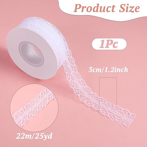 Giantree Ruban en dentelle blanche de 22,9 m de large, 3,1 cm de large, motif floral vintage, pour emballage cadeau, manuel, agenda, décoration de mariage, bricolage, couture, motif floral - Nail Gallerys