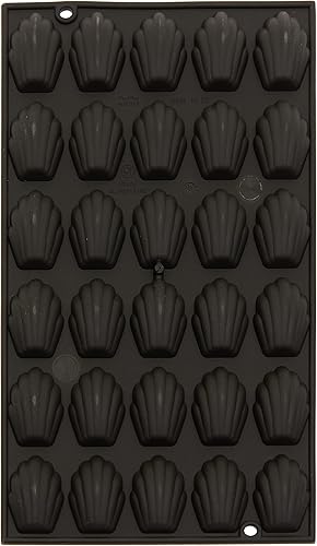 De Buyer - Plaque de 30 mini-Madeleines MOUL'FLEX en silicone - 17,5 x 30 cm -, Noir - Nail Gallerys