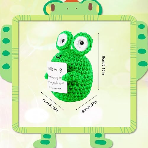 NQEUEPN Mini Grenouille Positive Drôle, 8 x 6 x 5 cm Grenouille de Soutien Émotionnel Jouet Grenouille Tricoté Cadeau au Crochet Mignon pour Anniversaire Décoration de Fête Encouragement - Nail Gallerys