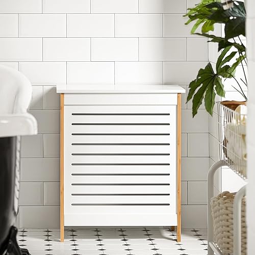 SoBuy Corbeille à Linge, Coffre à Linge, Panier de Rangement, Corbeille Linge Sale avec Couvercle, Porte Vêtement Pour Laverie Salle de Bain, FSS66-WN - Nail Gallerys