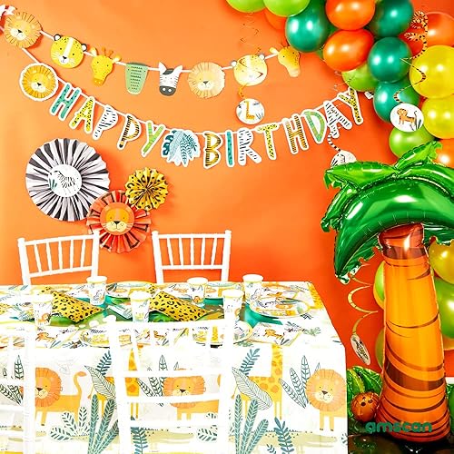 amscan 9909345 - Assiettes en carton Get Wild Animals Party - Lot de 8-22,8 cm - Nail Gallerys