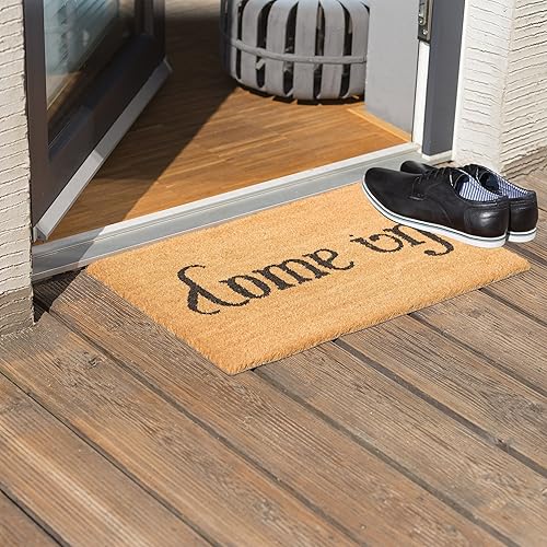 Relaxdays Paillasson en fibres de coco tapis porte entrée Come In/ Go Away double sens dessous antidérapant en caoutchouc PVC L x l 60 x 40 cm, nature - Nail Gallerys