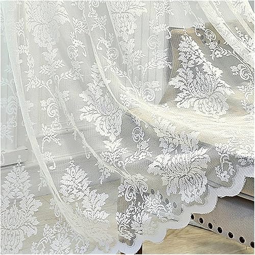AMENGJ Rideaux Voilages Rideaux en Tulle et Dentelle Blanche for Salon, Chambre à Coucher, Rideaux de fenêtre(Rod Pocket_W150XL260CM 1PC) - Nail Gallerys