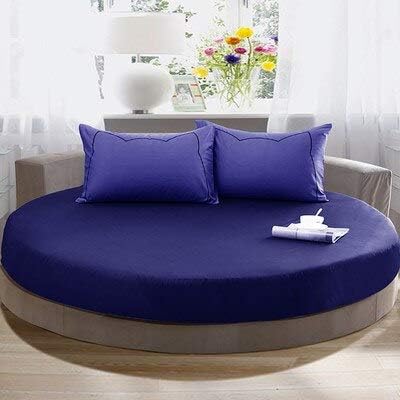 KXCAQ Drap-Housse élastique Maison Coton Linge de lit Rond Double Couple Housse de Matelas Pleine Reine Roi Couleur Unie Couvre-lit 250x250 cm 010 - Nail Gallerys