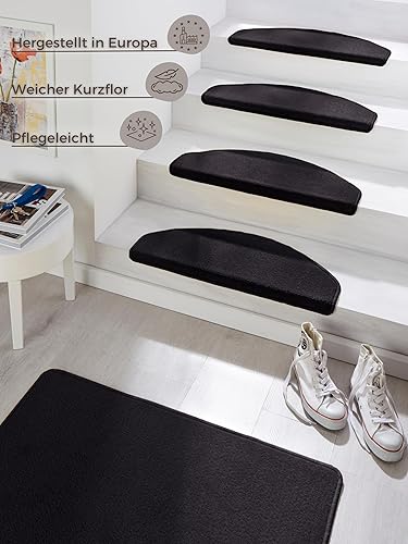 HANSE Home Fancy Lot de 15 Tapis d'escalier, Autocollants, de sécurité, Semi-circulaires, Gris, env. 23 x 65 cm - Nail Gallerys