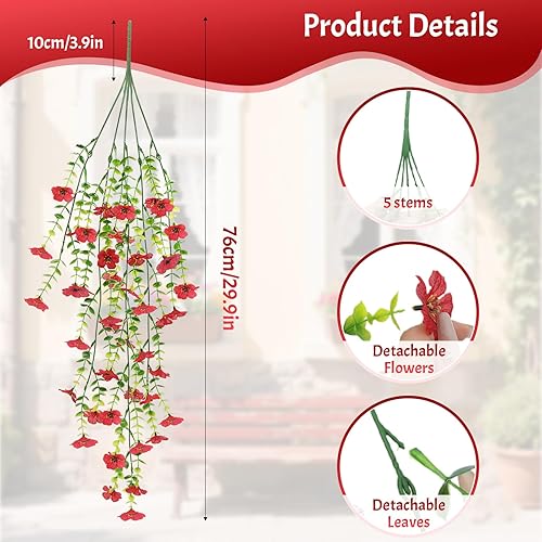 Epaing 2 Pièces Fleurs Artificielles, Artificielles Murales Suspendues Fleurs Extérieures Paniers Mur de Fleur, Plantes Artificielles pour Célébration Cuisine Jardin Bureau(Rose Pink) - Nail Gallerys