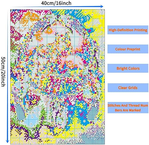 AxiangziK chien Kit Broderie Point de Croix Compté Pré Imprimé,border collie,Canevas Broderie Point de Croix Kit Complet Adulte Debutant,fil de coton 11CT,40x50cm - Nail Gallerys