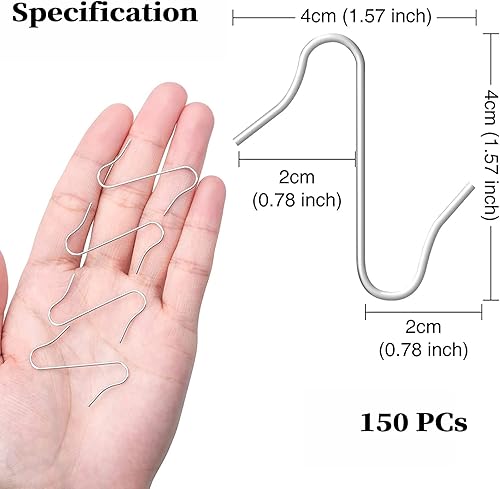 Lot de 150 crochets en forme de S en acier inoxydable pour décoration de Noël Argenté - Nail Gallerys