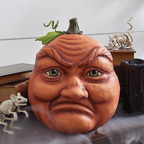 Citrouilles expressives citrouilles sculptées familiales de 17,8 cm avec visages, citrouilles d'Halloween, citrouille pour décoration de salle (D) - Nail Gallerys