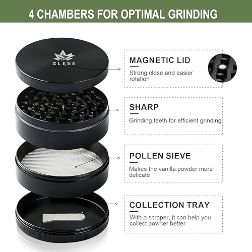 Moulin à epices manuel, Grinder 2,5' (63 mm), Grinder Métal [GARANTIE À VIE] - Grinder à épices, Grattoir, Brosse (Noir) - Nail Gallerys