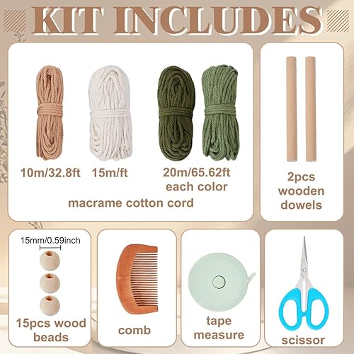 FREEBLOSS Set Macramé Feuille Kit Feuille Macramé Kit de Suspension Murale Macramé Feuille Boho Macramé Feuille Kits de Macramé pour Débutants Tapisserie de Feuilles de Macramé - Nail Gallerys