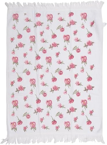 Clayre & Eef Serviette invité 40x66 cm Blanc Rose Coton Rose Toilettes Serviette - Nail Gallerys