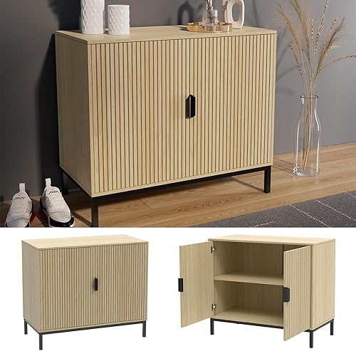 Vicco Commode Lennox, Chêne, 80x45cm avec 2 Portes - Nail Gallerys