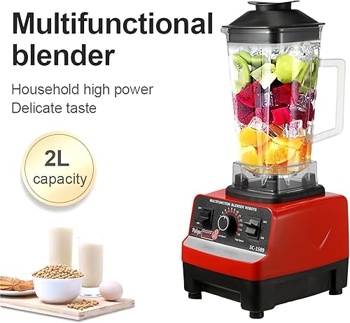 5000W Robot Cuisine Multifonctions, 2-In-1 Blender Smoothie Professionnel avec 2 Bol verre 2L,Ergonomique, 15 Réglages de Vitesse, pour Smoothies, Shakes, Aliments, Glace PiléE - Nail Gallerys