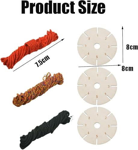 fufupaw Lot de 3 étoiles à nouer en bois avec 3 cordes en coton - Idéal pour les bracelets DIY, les bracelets d'amitié et le tissage de perles - Parfait pour les cadeaux, l'école, la maison et les - Nail Gallerys