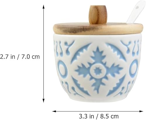 Cabilock 1 Lot de Pot à sel en céramique avec cuillère et Couvercle, récipient à épices, boîte à Sucre, Pot à sel, boîte en céramique pour la Cuisine, la Maison - Nail Gallerys