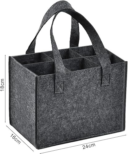 Sac de transport en feutre pour 6 bouteilles de vin avec poignée, sac fourre-tout à 6 compartiments pour bouteille de vin, sac de transport pour bouteilles de vin, bière, champagne, boissons, gris, - Nail Gallerys