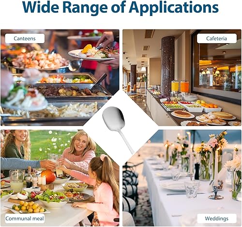 Lot de 2 grandes cuillères de service en acier inoxydable - 25,3 cm - Pour la cuisine, la restauration - Idéal pour les salades, les pâtes, les desserts - Pratique pour les buffets, les fêtes de - Nail Gallerys