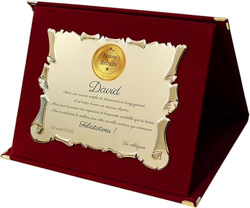 Plaque de Retraite Personnalisée | Cadeau de Remerciement pour Départ à la Retraite | Style Parchemin avec Coffret Élégant | Avec Médaille - Nail Gallerys
