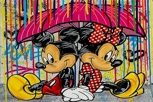 Magic Canvas Art - Impression sur toile Pop Art Motif Mickey Mouse Minnie - 1 pièce 120 x 80 cm - Wall Art - Chambre d'enfant - Nail Gallerys
