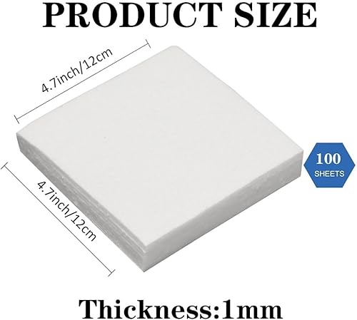 Lot de 100 feuilles de papier d'isolation en fibre de céramique pour four à micro-ondes pour fusion de verre, 12 cm - Nail Gallerys