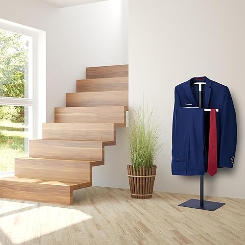Relaxdays Valet de Chambre, conçu en Acier, pour Vestes et Pantalons, H x L x P : 105 x 45,5 x 24 cm, Noir et argenté - Nail Gallerys