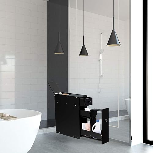 DREAMADE Armoire Colonne Salle de Bain Fonctionnelle, Meuble Gain de Place, Espace Etroit avec Divers Rangements, à Côté de Toilettes/Salon/Chambre à Coucher/Cuisine (Blanc) - Nail Gallerys