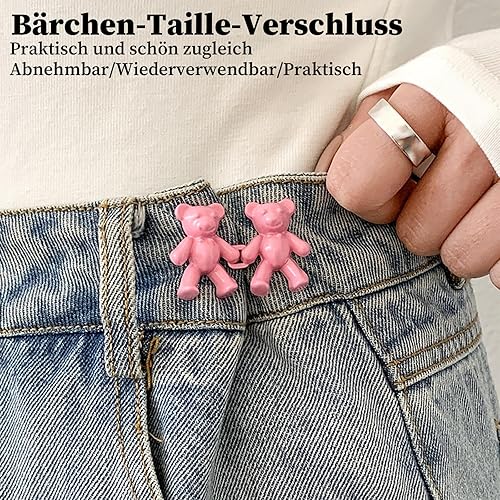 Acpetdr Lot de 11 paires de boutons pour jeans en forme d'ours, boutons de pantalon No-Sew, multicolores, taille réglable, en Métal - Nail Gallerys