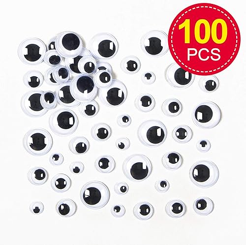 Baker Ross Lot de 100 Yeux Mobiles Auto-Adhésifs Noirs et Blancs - Pour toute décoration de vos personnages, Assorted - Nail Gallerys