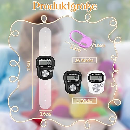 Fiada 2 Pièces Compteurs de Doigts Électroniques Mini Compteurs de Comptage Manuels avec 50 Marqueurs de Point de Tricot Clips de Verrouillage de Crochet Marqueurs de Mailles à Tricoter Coloré - Nail Gallerys