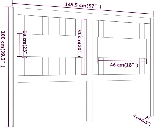 Tidyard Tête de Lit Bois Massif de Pin avec Design à la Mode Solide et Durable Noir 145,5 x 4 x 100 cm - Nail Gallerys