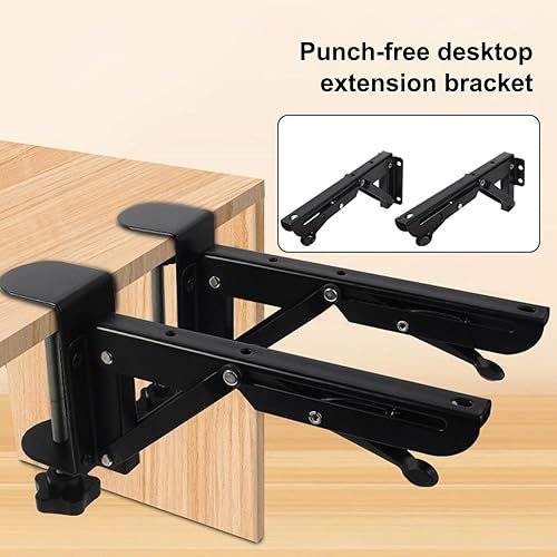 Support d'extension de bureau pliable, supports d'extension de bureau sans perçage - Support de clavier sans perçage,Support de clavier en métal avec montage avec mo - Nail Gallerys
