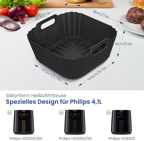 Tuocal Lot de 2 moules en silicone pour friteuse à air chaud Philips Essential 4,1 l, accessoires Philips Airfryer, réutilisables, moules en silicone pour Philips HD9252 / HD9200 / HD9255 - Nail Gallerys