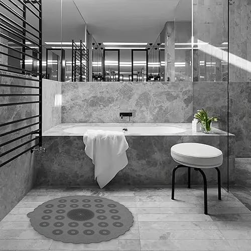 Tapis de Douche Rond Antidérapant Tapis de Bain de Massage Silicone pour Baignoire,Diamètre 58cm - Gris - Nail Gallerys