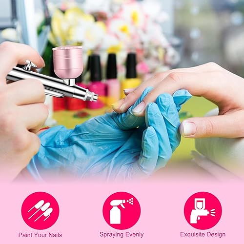Aerographe Kit Complet, Viafexna Compresseur Aérographe Haute Pression, Injecteur D'Oxygène, pour L'Hydratation de la Peau, L'Art des Ongles, Tatouage, Peinture, Maquillage, Gâteau, Coupe de Cheveux - Nail Gallerys