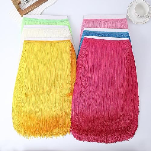 BrightGlow Bordure à franges de 50 cm de large en polyester - Bordure à franges de danse - Bordure à franges à coudre - Ruban décoratif pour vêtements - Artisanat - Noir - Nail Gallerys