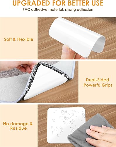NEUTYPECHIC 8 PCS Anti Derapant Tapis, 10 x 10 cm Tapis Antidérapant Réutilisables Adhésifs, Lavables Anti Glisse Tapis Vacuum Tech, Antidérapant Tapis Rectangulaires Réutilisables, Blanc (8) - Nail Gallerys