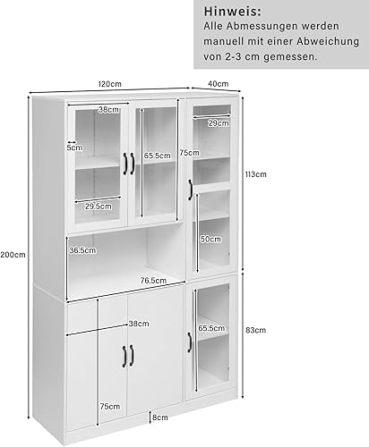 KOMHTOM Vitrine avec étagères en Verre Vitrine de Salon avec 1 tiroir et 1 Porte, Buffet LED pour Salon Chambre à Coucher Couloir Salle à Manger (D) - Nail Gallerys