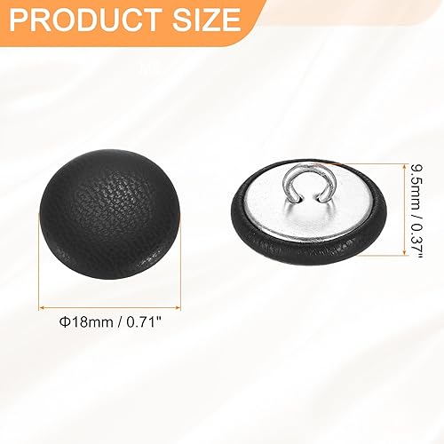 sourcing map Lot de 10 boutons recouverts de cuir synthétique avec tige ronde en métal pour décoration de vêtements, accessoires de bricolage, 18 mm de diamètre, marron clair - Nail Gallerys