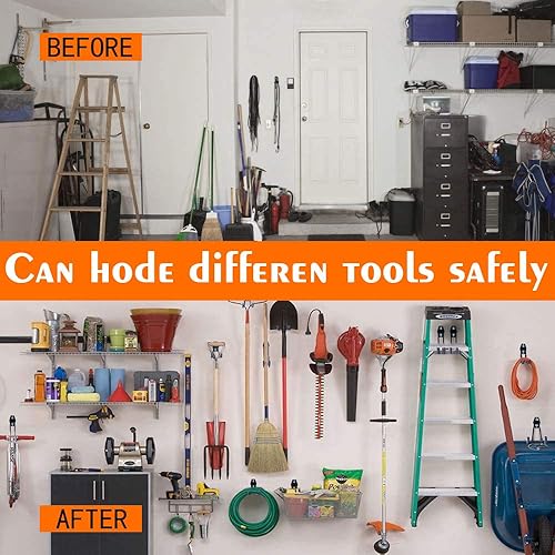 auvstar 4pcs Crochet de Rangement de Garage en Acier,Stockage outils garage Crochets avec Revêtement Anti-Dérapant Support Lourd pour Accrocher les échelles/vélos/outils de jardin/Cordages - Nail Gallerys