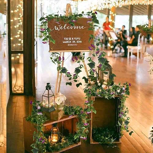 HUAESIN 2pcs Lierre Artificielle Plantes Guirlande 2.1M Plante Artificiel Suspendu Ivy Lierre Artificielle Liseron Décoration pour Jardin Mariage Balcon Clôture Fleurs Violets - Nail Gallerys