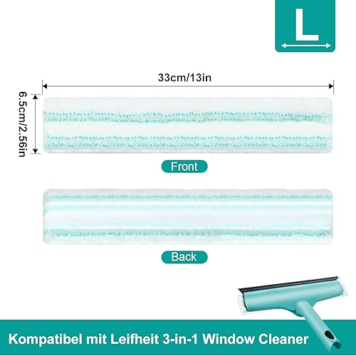 GFRED Lot de 3 Housses de Rechange Microfibre Compatible avec Leifheit Window Balai à Vitres Frame Cleaner L 32 cm de Large - Nail Gallerys
