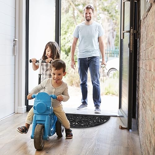 Relaxdays Paillasson Caoutchouc, 75 x 45 cm, antidérapant, résistant, extérieur, Tapis d’entrée, Ornements, Noir - Nail Gallerys