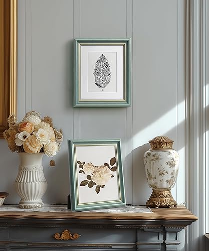 Afuly 10x15 cm Cadre photo vintage vert et doré idéal pour une table ou un mur décoration d'intérieur anniversaire fête des Mères famille parents cadeau - Nail Gallerys