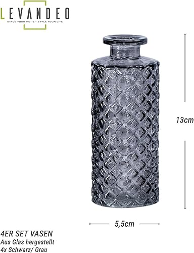 Lot de 4 vases en verre - Turquoise - Hauteur : 13 cm - Rétro - Décoration de table - Décoration de printemps - Nail Gallerys