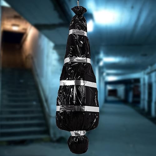 Faux Cadavre Dans Le Sac,Décor De Maison Hantée De Cadavre De Tombe,Décoration De Fête Et D'Halloween Cadavre D'horreur Au Corps Entier Décor,Accessoire D'Halloween Cadavre Suspendu Dans Un Sac Noir - Nail Gallerys