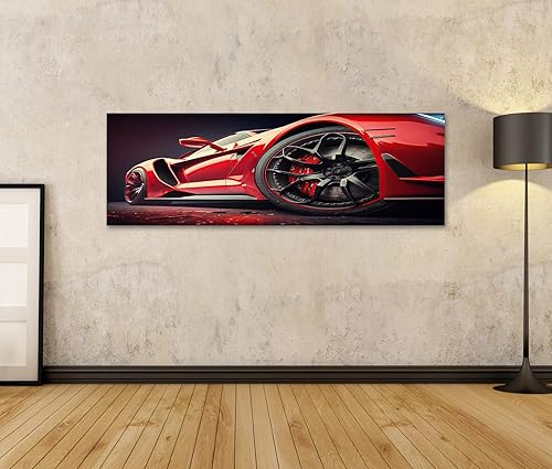 islandburner Tableau sur Toile Voiture de Sport Rouge adaptée à Ferrari Cadre Affiche Poster Murale Tableaux - Nail Gallerys